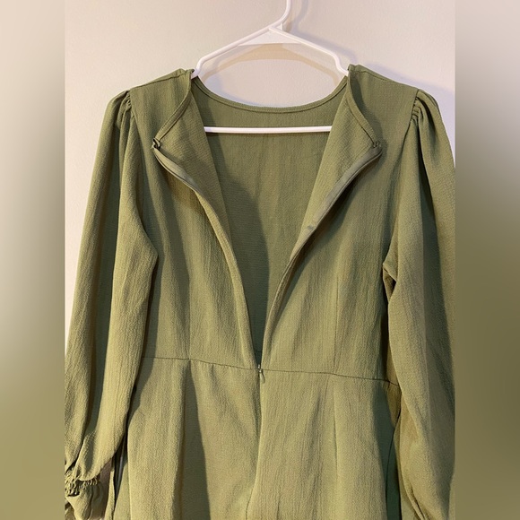 Alaster Queen | Women's Long Lantern Sleeve Tunic Swing Dress Size M Green - Picture 7 of 8